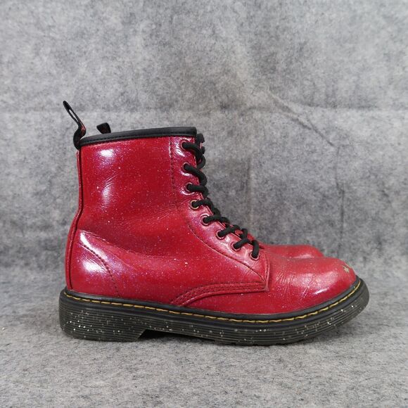 Dr Martens Shoes Kids 3 Boots Cosmic Glitter 1460 Junior Red Lace Up Zip Combat - Picture 2 of 14